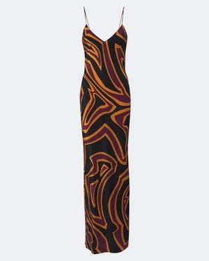 PUCCI Labirinto Silk Crepe De Chine Slip Dress - Brown