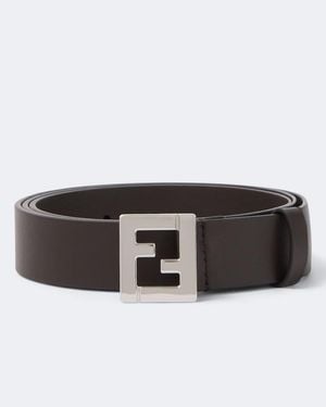Fendi Ff Leather Belt - Black