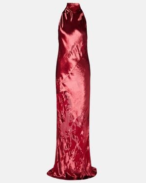 The Sei Halterneck Open-Back Velvet Gown - Red