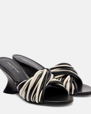 Dries Van Noten 75 Leather Wedge Mules - Black