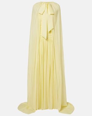 La Fuori Draped Cape And Gown Set - Yellow