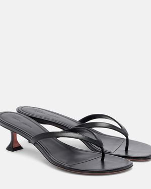 AMINA MUADDI Juliette Leather Thong Sandals - Grey