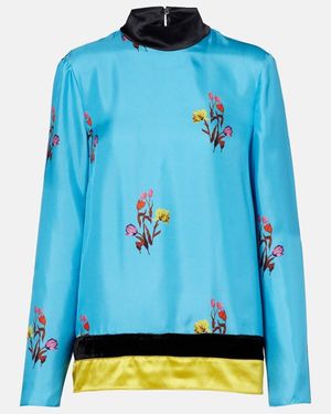 Marni Floral Silk Top - Blue