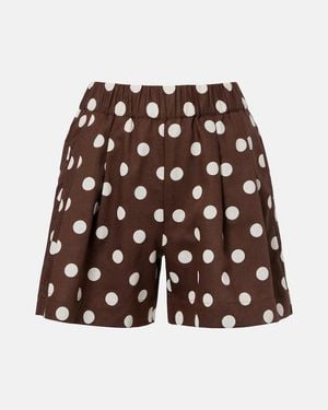 Asceno Zurich Polka-Dot Linen And Cotton Shorts - Brown