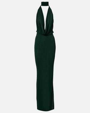 AYA MUSE Draped Jersey Gown - Green