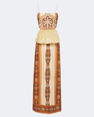 Johanna Ortiz Andean Mythology Printed Linen Maxi Dress - Metallic