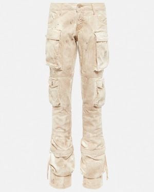 The Attico Low-Rise Denim Cargo Trousers - Natural
