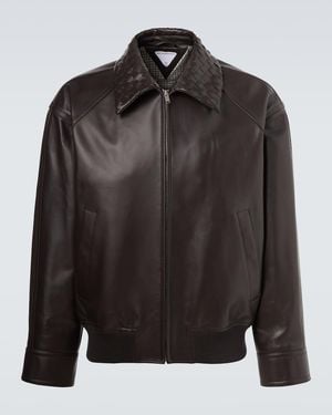 Bottega Veneta Intrecciato Leather Jacket - Black