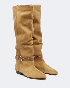 Isabel Marant Rilton Suede Knee-High Boots - Natural