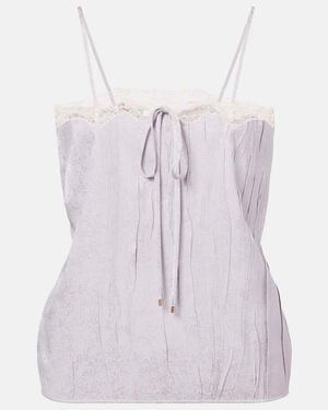 Chloé Lace-Trimmed Silk Top - Purple