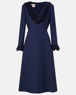 Valentino Crepe Couture Bow-Detail Midi Dress - Blue