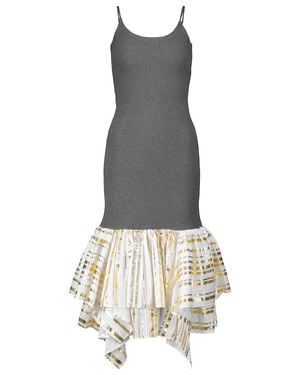 JW Anderson Ribbed-Knit Cotton And Satin Midi Dress - Multicolour