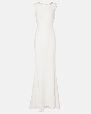Max Mara Bridal Corsica Embellished Cady Gown - White