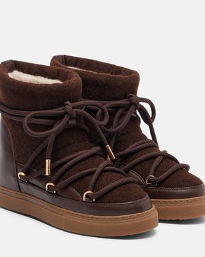 Inuikii Schneestiefel Felt Wedge Mit Leder - Braun