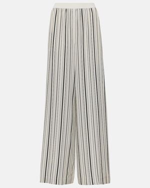JOSEPH Hulin Striped Silk Crepe Wide-Leg Trousers - White