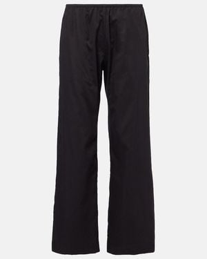 Leset Yoko Mid-Rise Cotton Wide-Leg Pants - Blue