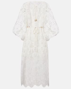 Zimmermann Coco Lace Midi Dress - White