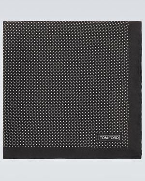 Tom Ford Carre De Poche En Soie A Pois - Noir