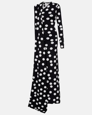 David Koma Polka-Dot Scarf-Detail Gown - Black