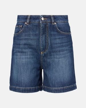 Dolce & Gabbana High-Rise Denim Shorts - Blue