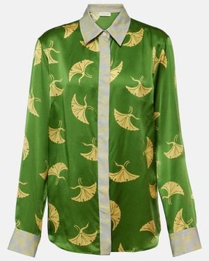 Dries Van Noten Printed Silk-Blend Satin Shirt - Green
