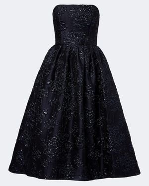 Carolina Herrera Floral Jacquard Bustier Cocktail Dress - Blue