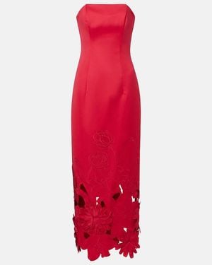 LEO LIN Rayna Floral-Applique Maxi Dress - Red