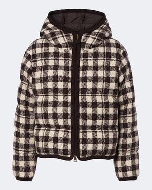 Moncler Gingham Wool-Blend Down Jacket - Black