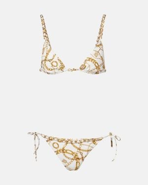 Balmain Chain-Detail Printed Bikini - Metallic