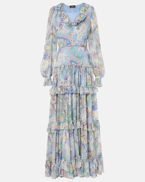 Etro Floral Silk Gown - Blue