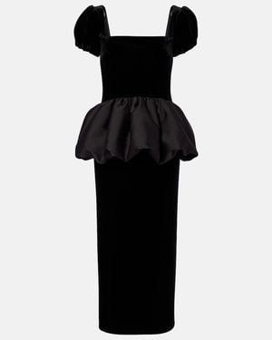 Self-Portrait Midikleid Aus Samt Und Taft - Schwarz