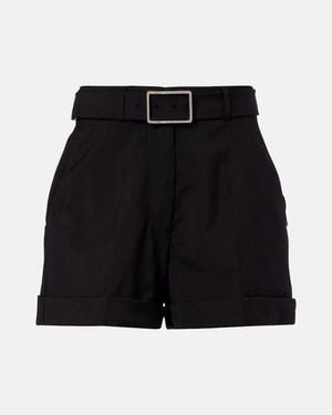 Sportmax Ghiera Belted Virgin Wool Shorts - Blue