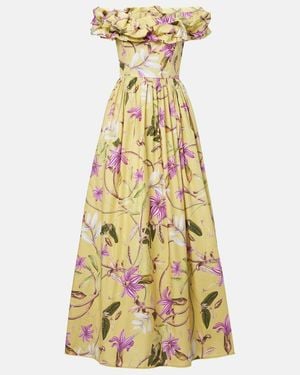 Agua Bendita Espliego Floral Cotton Poplin Maxi Dress - Metallic