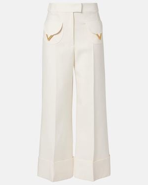 Valentino Crepe Couture Wide-Leg Pants - White