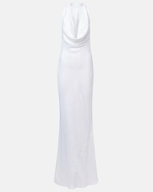 Norma Kamali Halter Drape Bias Gown - White