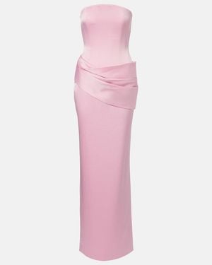 Alex Perry Draped Satin Crepe Bustier Gown - Pink