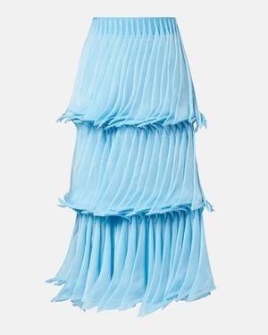 Alaïa Midirock Aus Strick Mit Stufen Und Falten - Blau