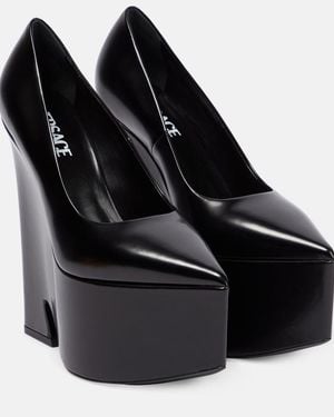 Versace Tempest Leather Platform Pump - Black