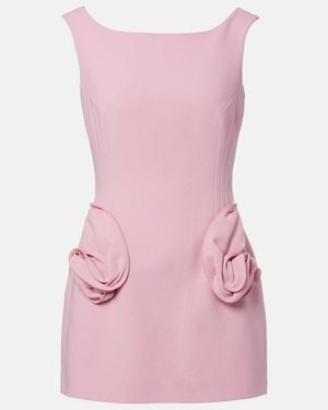 Magda Butrym Floral-Applique Wool-Blend Minidress - Pink