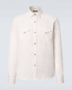 Canali Cotton And Cashmere Shirt - Natural