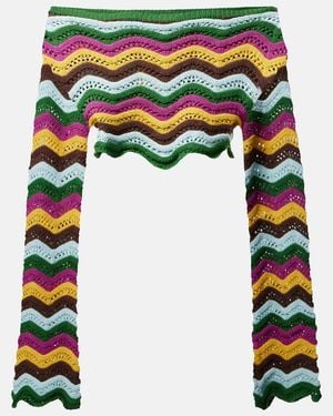 Bananhot Helena Striped Cotton-Blend Crop Top - Multicolor