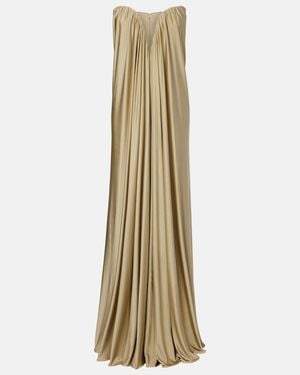 The New Arrivals Ilkyaz Ozel Olivienne Pleated Strapless Gown - Metallic