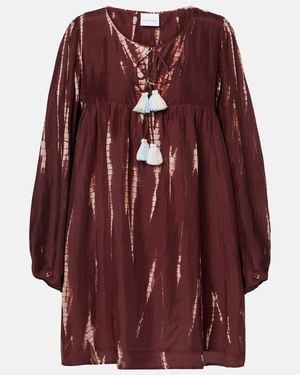 Anna Kosturova Hailey Tie-Dye Silk Minidress - Red