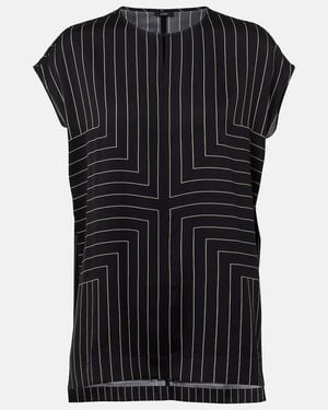 JOSEPH Louison Striped Silk-Blend Top - Black