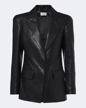 Balmain Blazer De Piel - Negro