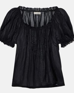 Doen Frederica Cotton Voile Top - Black