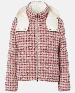 Moncler Andronne Checked Tweed Down Jacket - Red