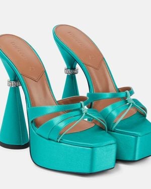 D'Accori Sienna Satin Platform Mules - Blue