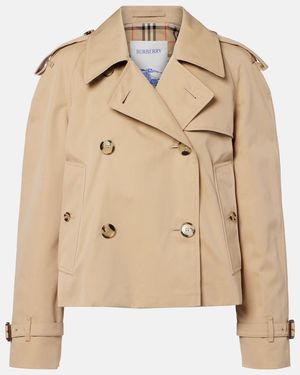 Burberry Cropped Cotton Gabardine Jacket - Natural