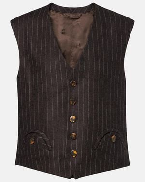 Blazé Milano Feral Pinstripe Wool And Cashmere Vest - Black